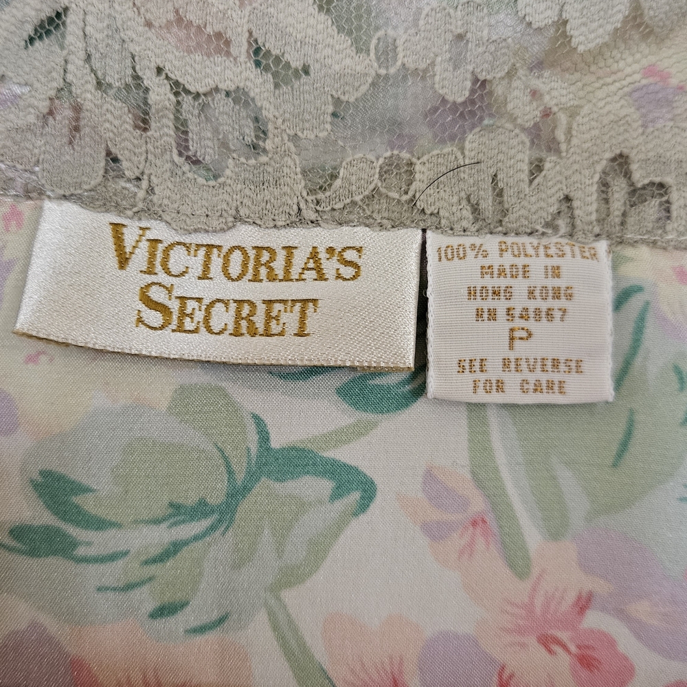 Vintage Victoria's Secret Pastel Floral Satin Pajama Top - Picture 5 of 6